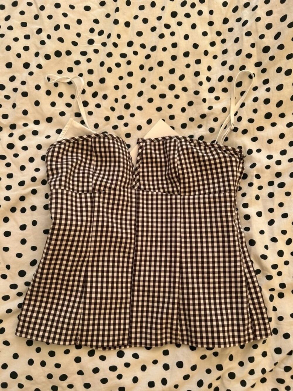 Brown & White Gingham Corset Cami Top Women's XS